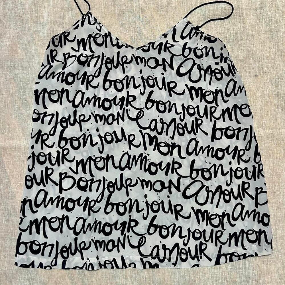 Bonjour mon amor 100% silk tank top blouse